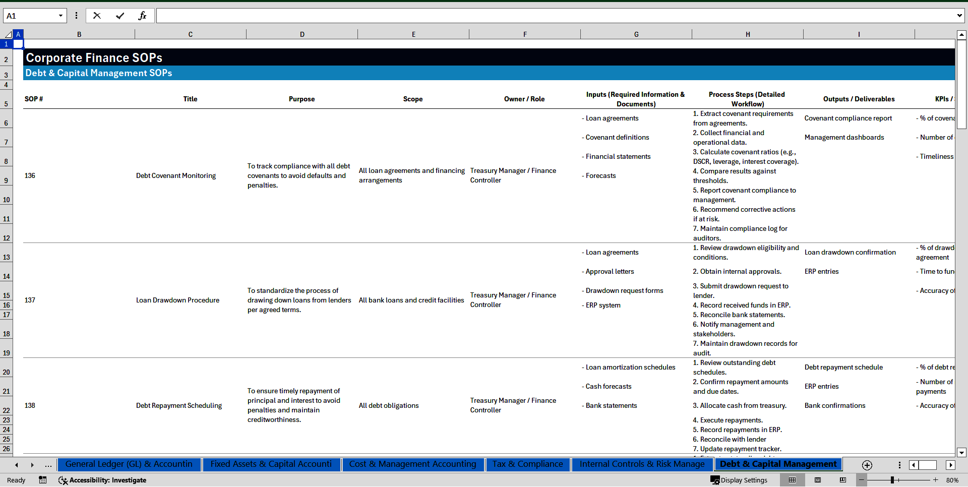 100+ Corporate Finance SOPs (Excel template (XLSX)) Preview Image