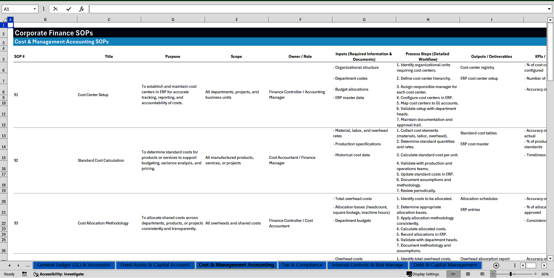 100+ Corporate Finance SOPs (Excel template (XLSX)) Preview Image