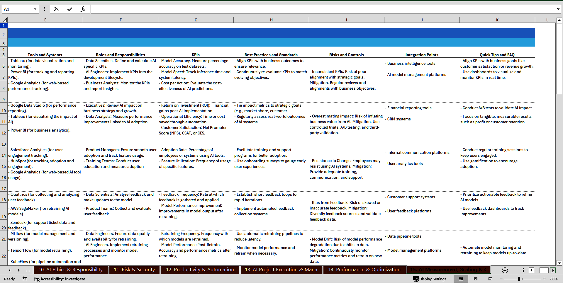 Artificial Intelligence (AI) Quick-Reference Guide (Excel template (XLSX)) Preview Image