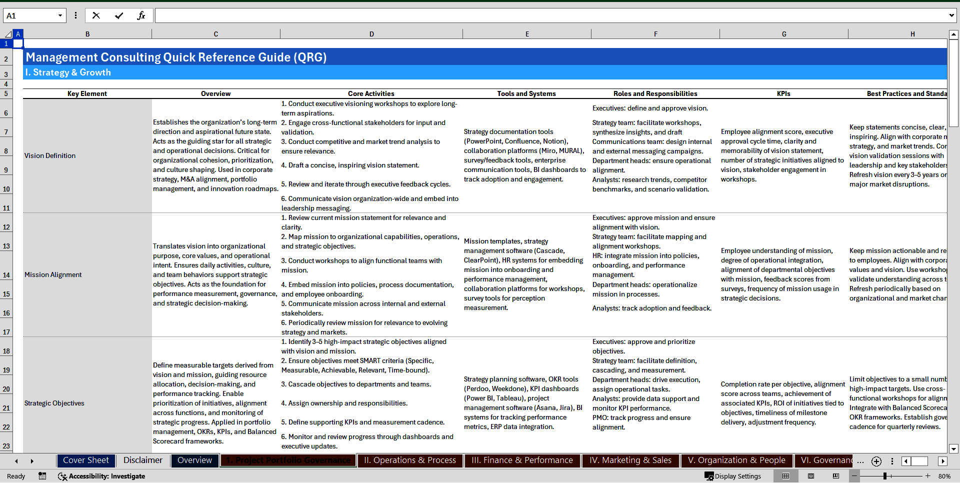 Management Consulting Quick-Reference Guide (100+ Elements) (Excel template (XLSX)) Preview Image