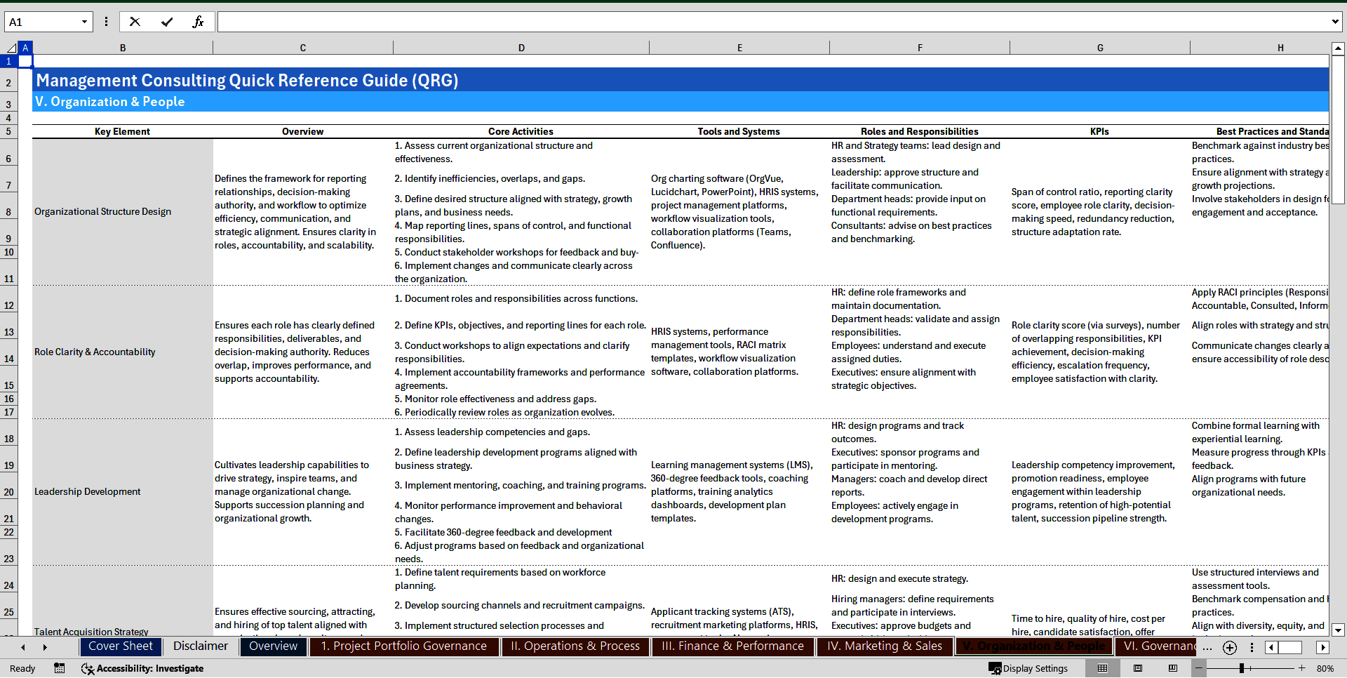 Management Consulting Quick-Reference Guide (100+ Elements) (Excel template (XLSX)) Preview Image