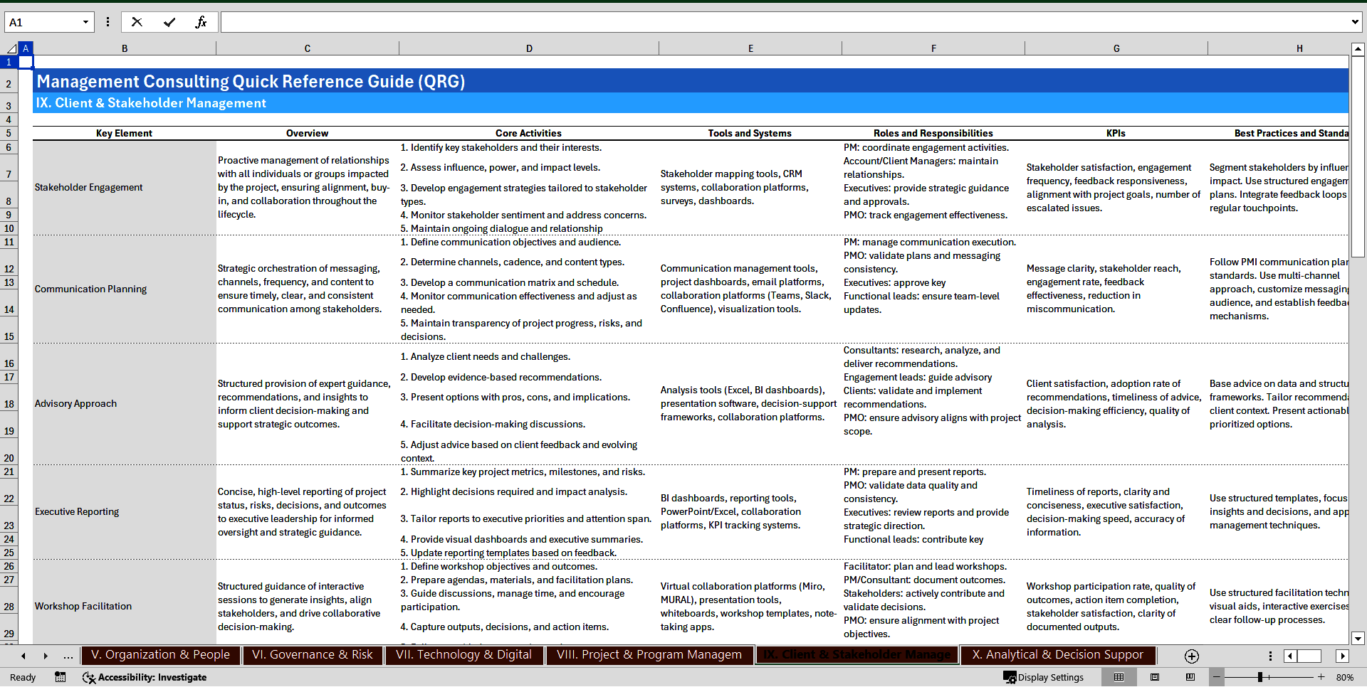 Management Consulting Quick-Reference Guide (100+ Elements) (Excel template (XLSX)) Preview Image