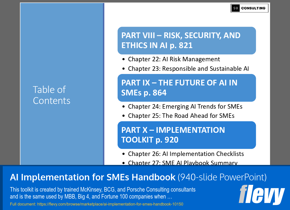 AI Implementation for SMEs Handbook (940-slide PPT PowerPoint presentation slide deck (PPTX)) Preview Image