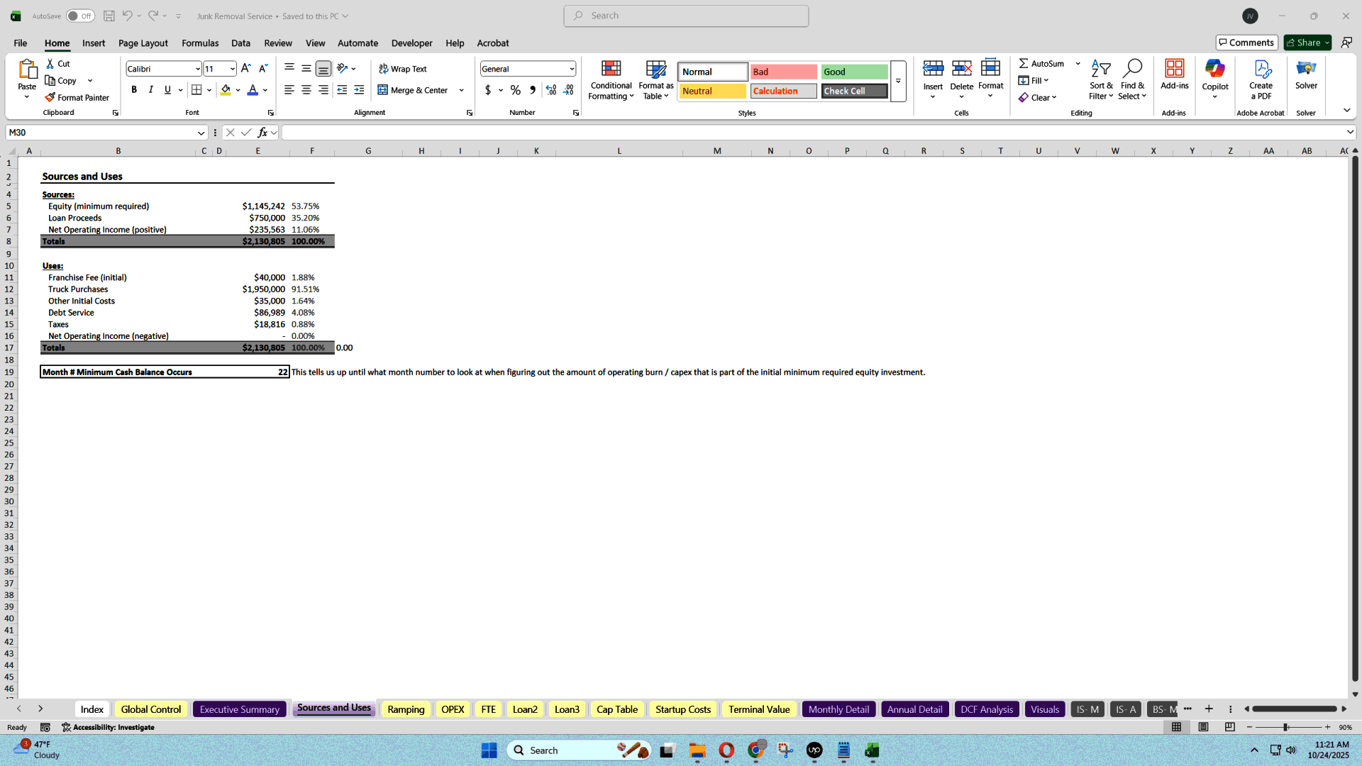 Junk Removal Business Financial Plan & Valuation Model (Excel template (XLSX)) Preview Image