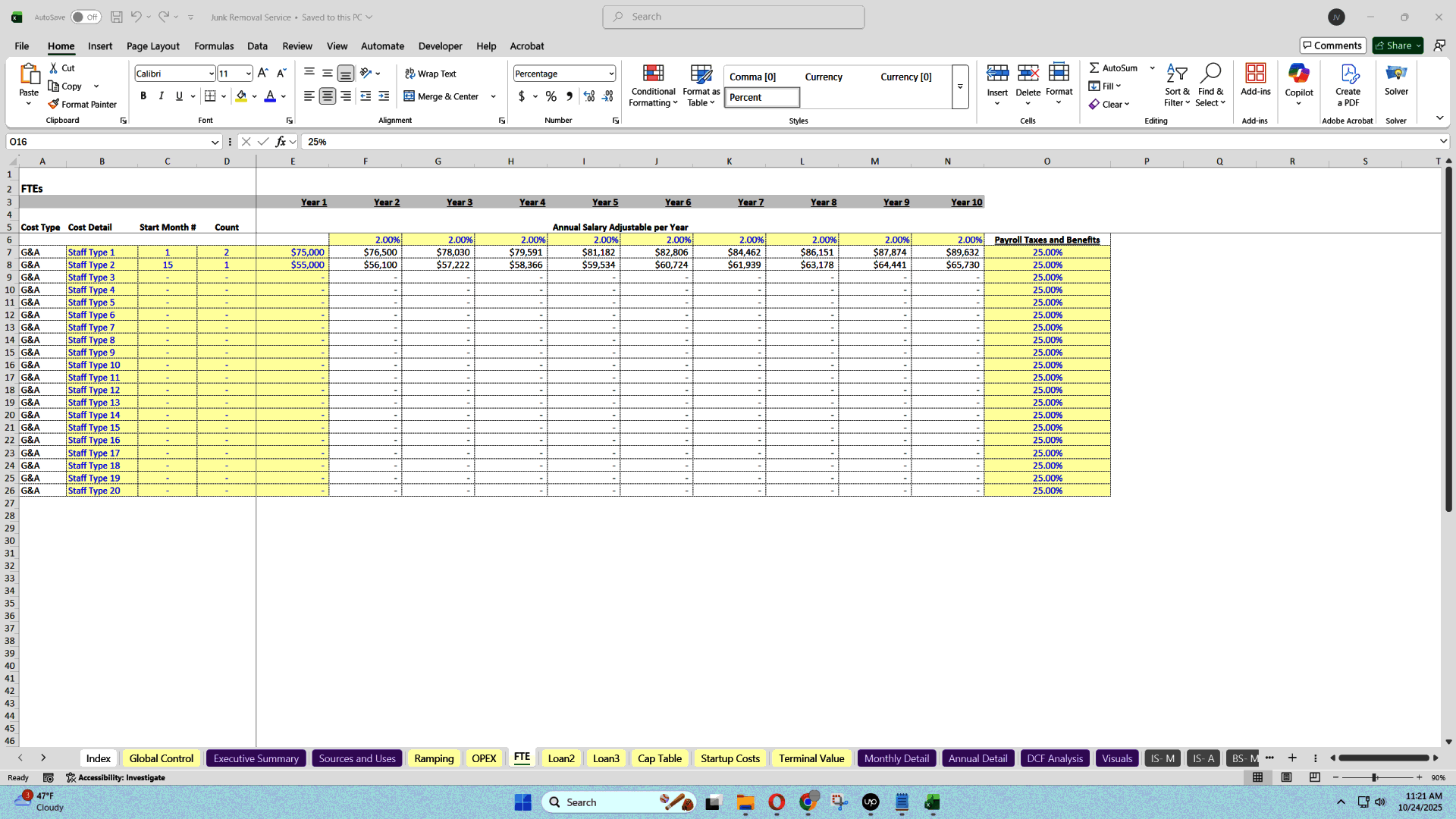 Junk Removal Business Financial Plan & Valuation Model (Excel template (XLSX)) Preview Image