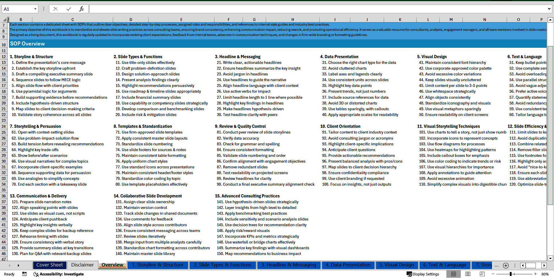 100+ Consulting Slide Writing SOPs (Excel template (XLSX)) Preview Image