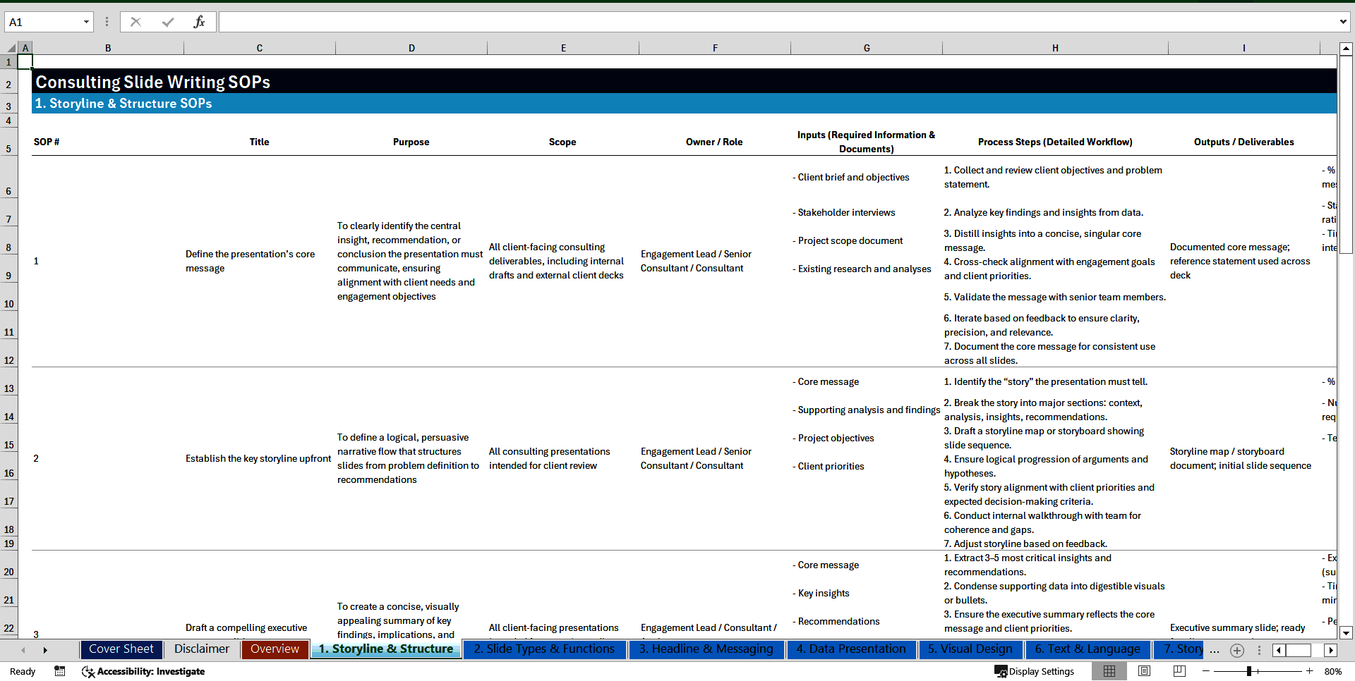100+ Consulting Slide Writing SOPs (Excel template (XLSX)) Preview Image