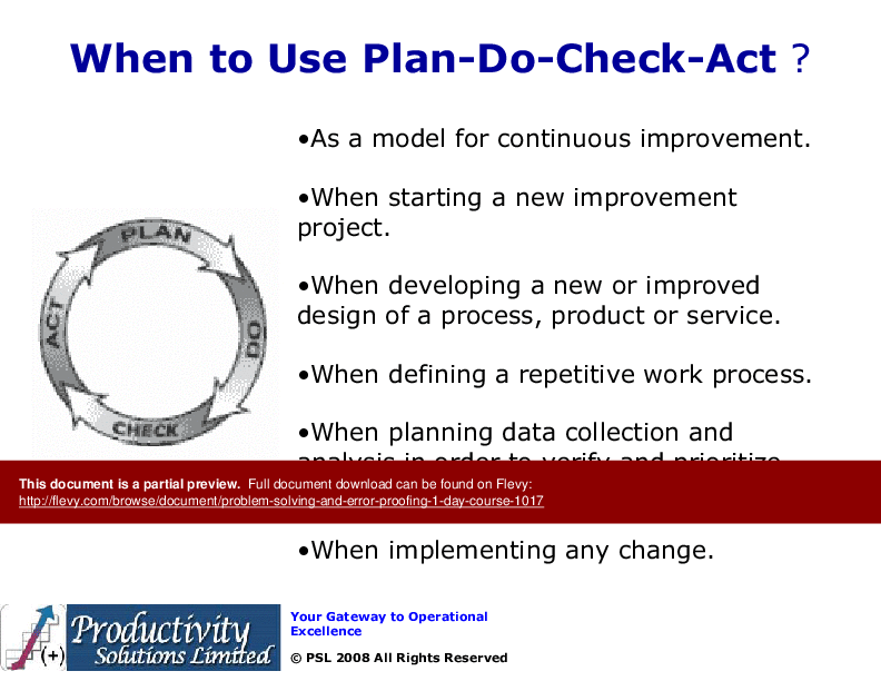Problem Solving & Error Proofing - 1 Day Course (112-slide PPT PowerPoint presentation (PPT)) Preview Image
