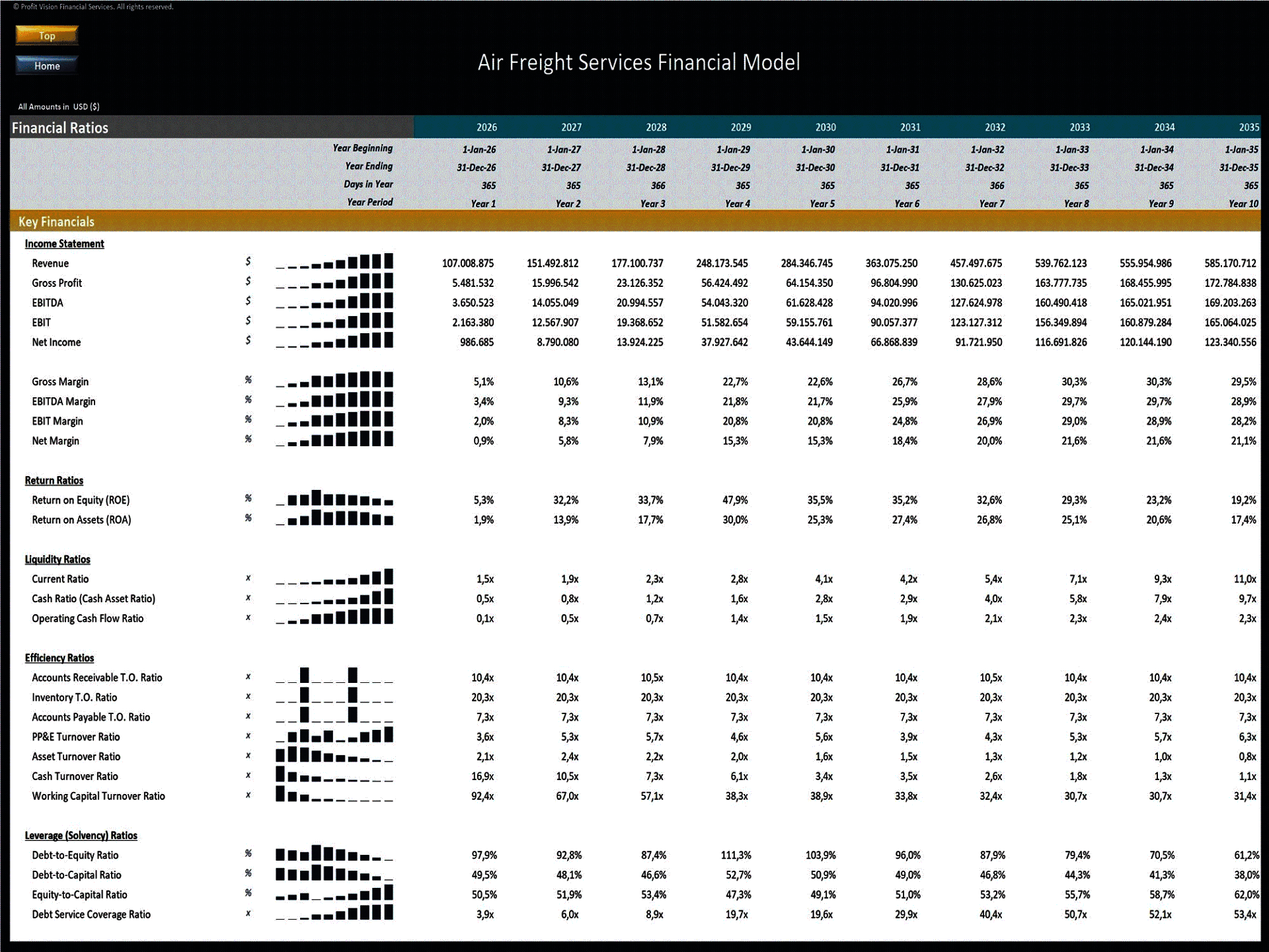 Air Freight Services – 10 Year Financial Model (Excel template (XLSX)) Preview Image