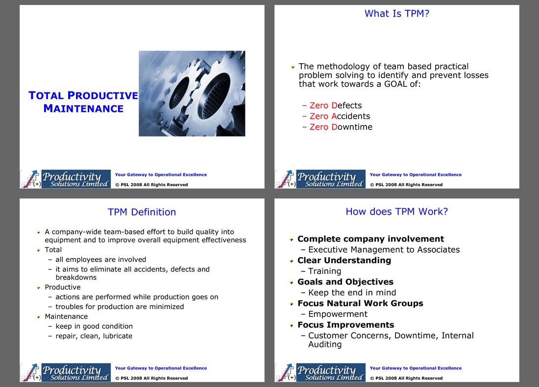 Total Productive Maintenance (TPM) (58-slide PPT PowerPoint presentation (PPT)) Preview Image