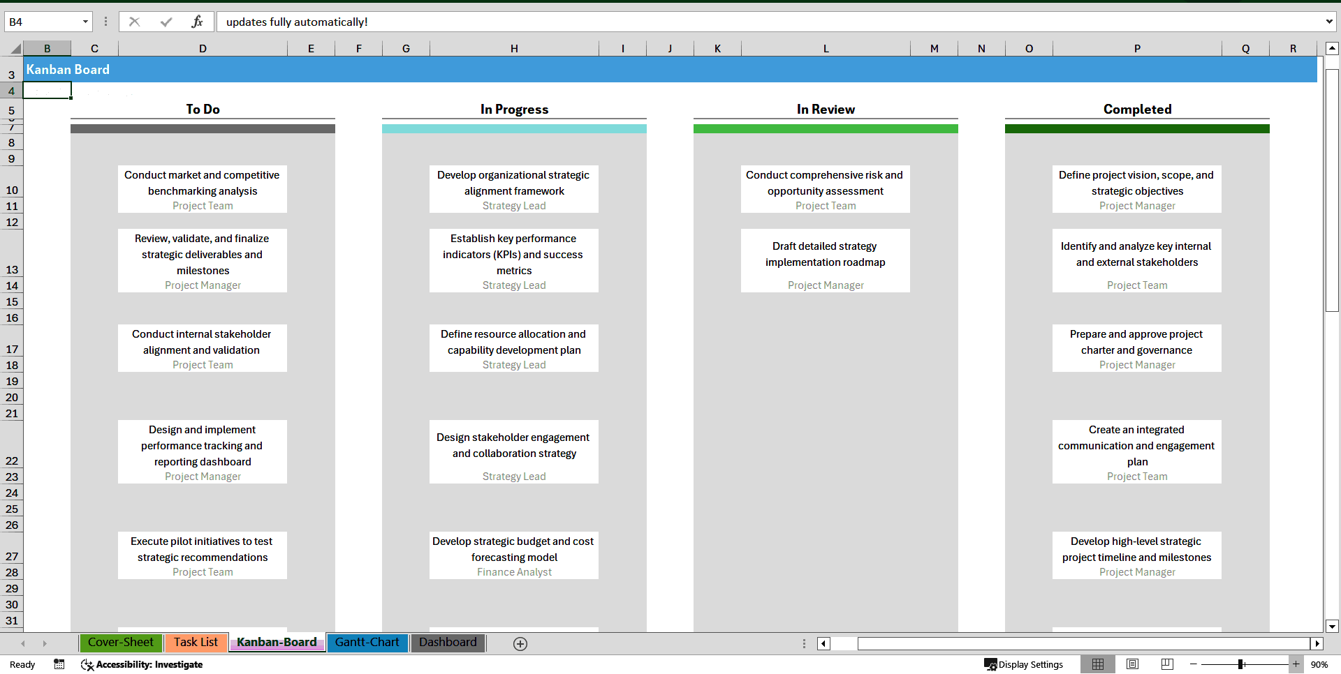Strategy Development Project Planning Template (Excel template (XLSX)) Preview Image