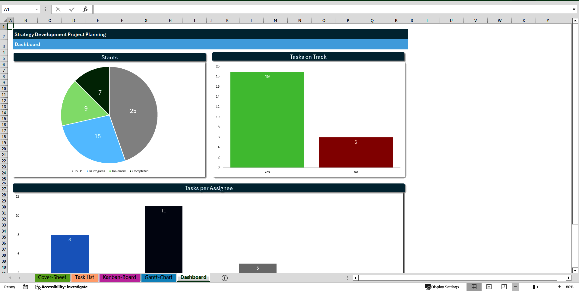 Strategy Development Project Planning Template (Excel template (XLSX)) Preview Image