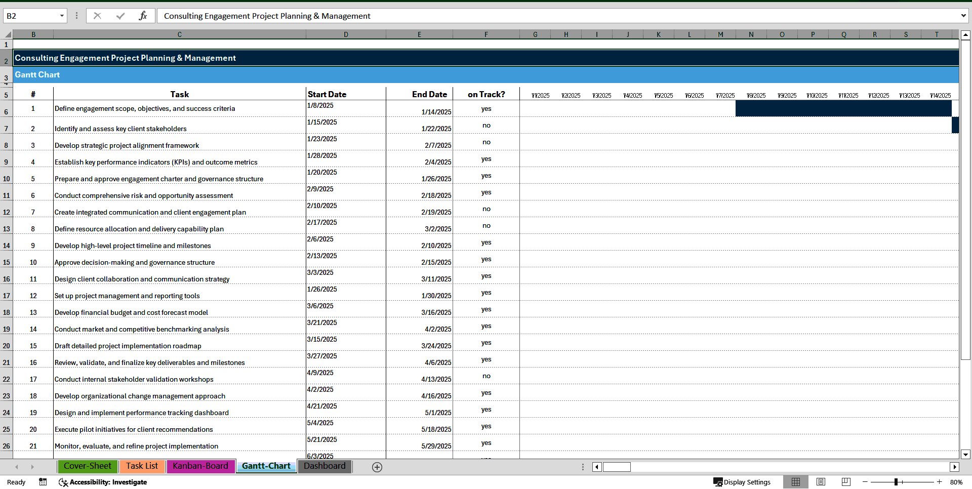 Consulting Engagement/Project Planning & Management Toolkit (Excel template (XLSX)) Preview Image