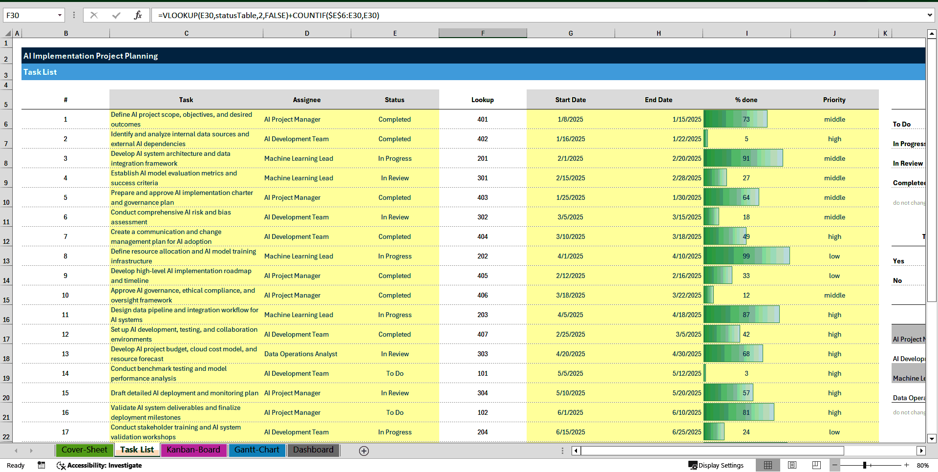 AI Implementation Project Planning Toolkit (Excel template (XLSX)) Preview Image