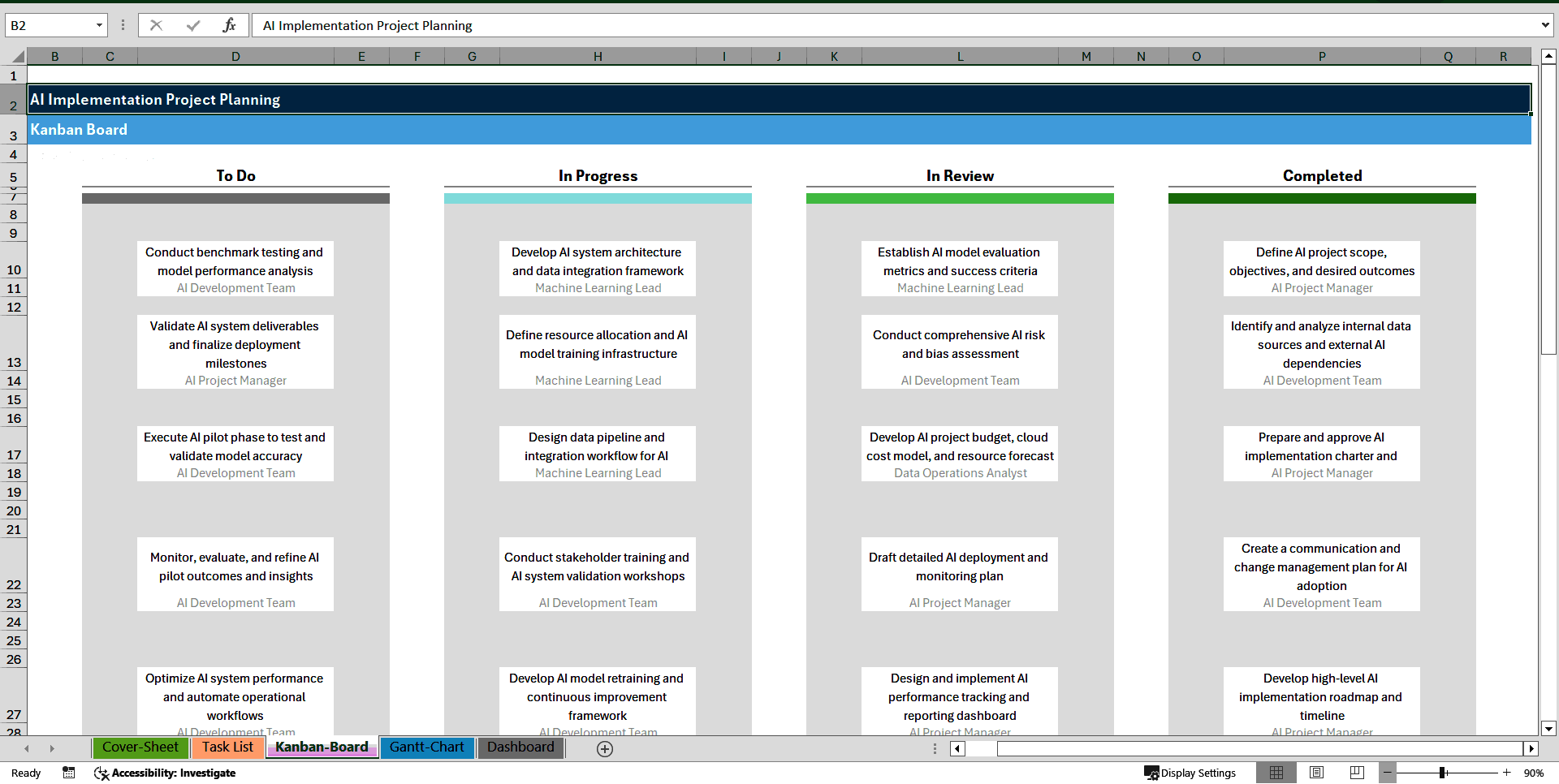 AI Implementation Project Planning Toolkit (Excel template (XLSX)) Preview Image