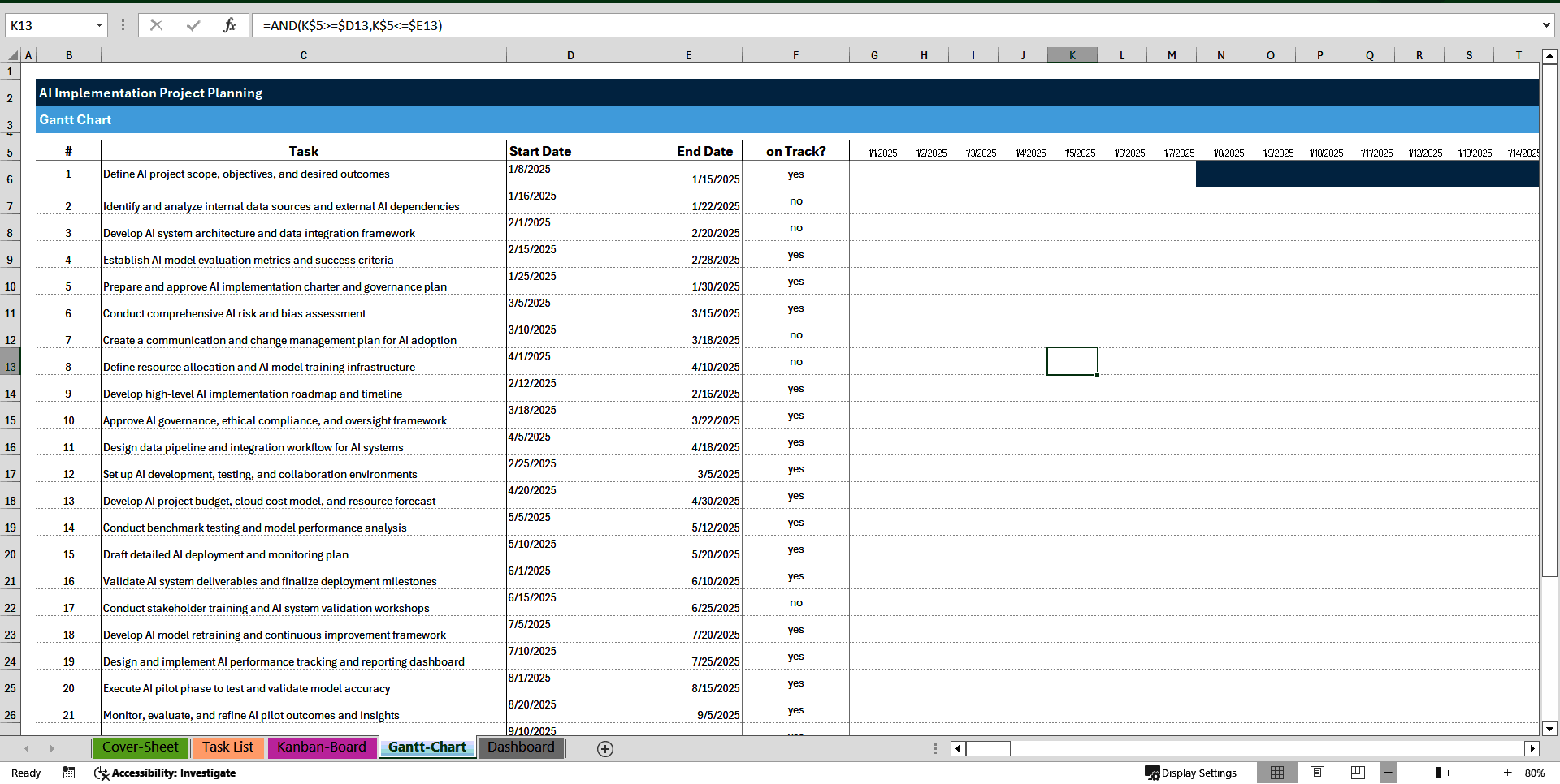 AI Implementation Project Planning Toolkit (Excel template (XLSX)) Preview Image