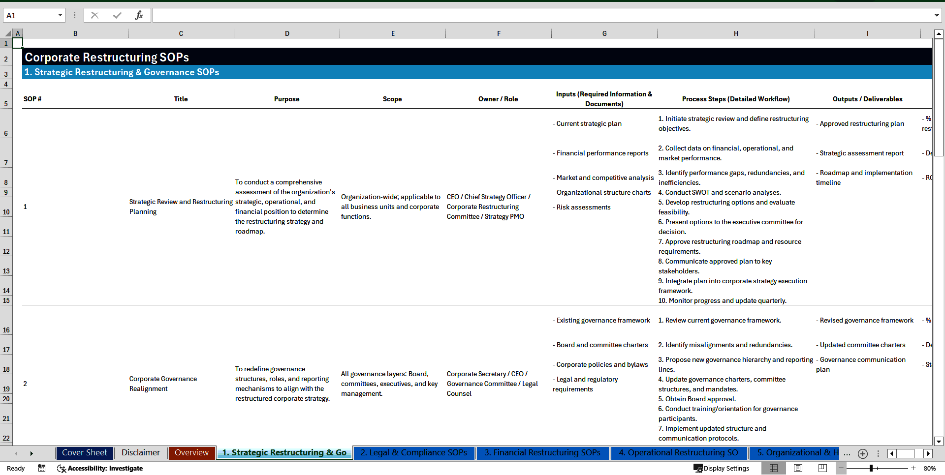 100+ Corporate Restructuring SOPs (Excel template (XLSX)) Preview Image