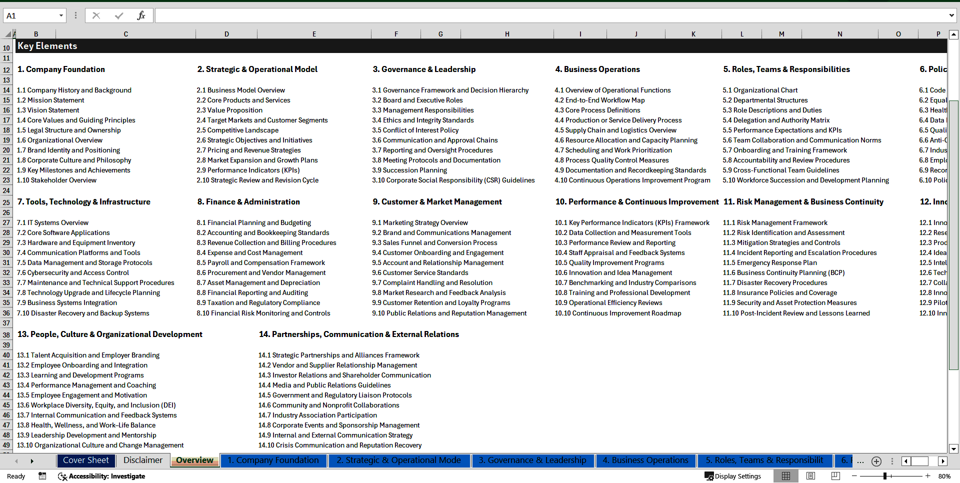 Consulting Business Operations Manual (Excel template (XLSX)) Preview Image