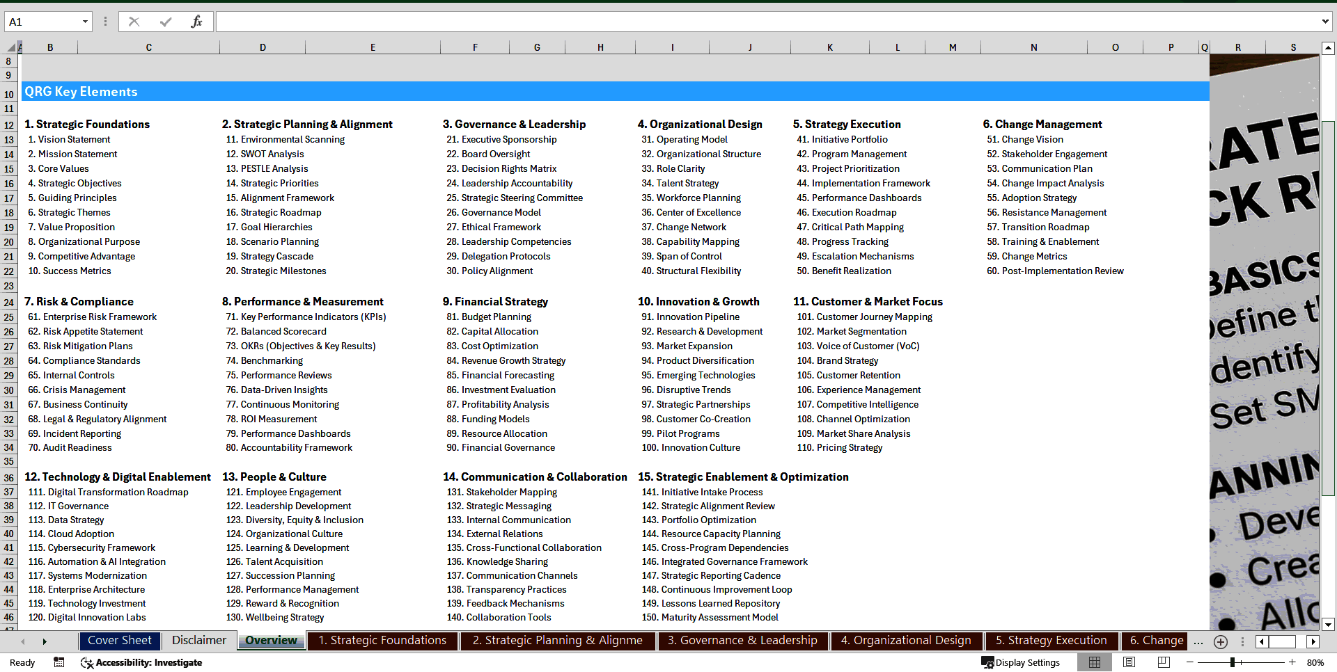Strategic Initiatives Quick-Reference Guide (100+ Elements) (Excel template (XLSX)) Preview Image