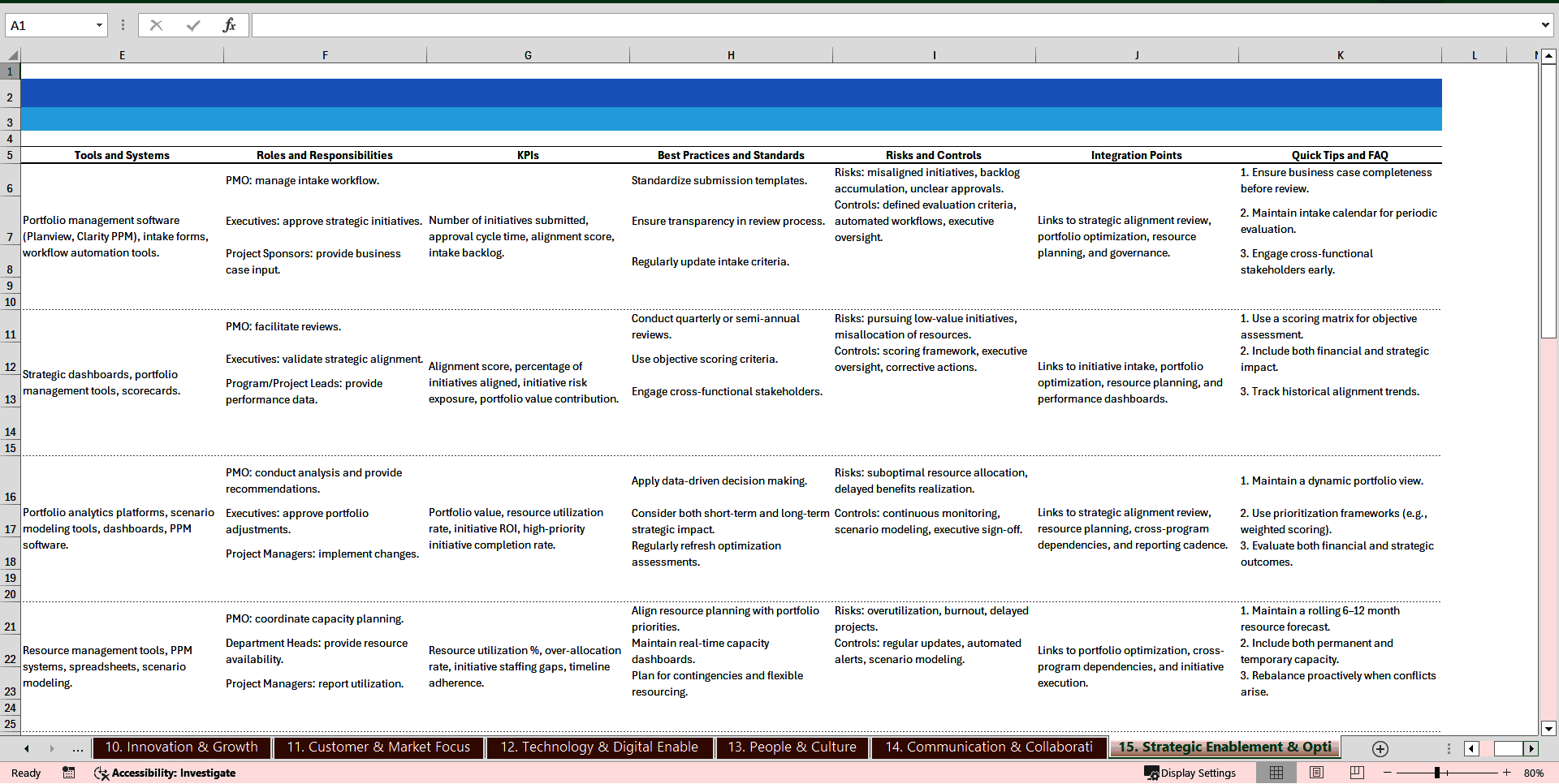 Strategic Initiatives Quick-Reference Guide (100+ Elements) (Excel template (XLSX)) Preview Image
