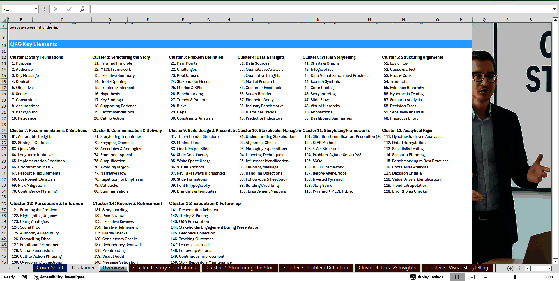 Consulting Storytelling Quick-Reference Guide (QRG) (Excel template (XLSX)) Preview Image