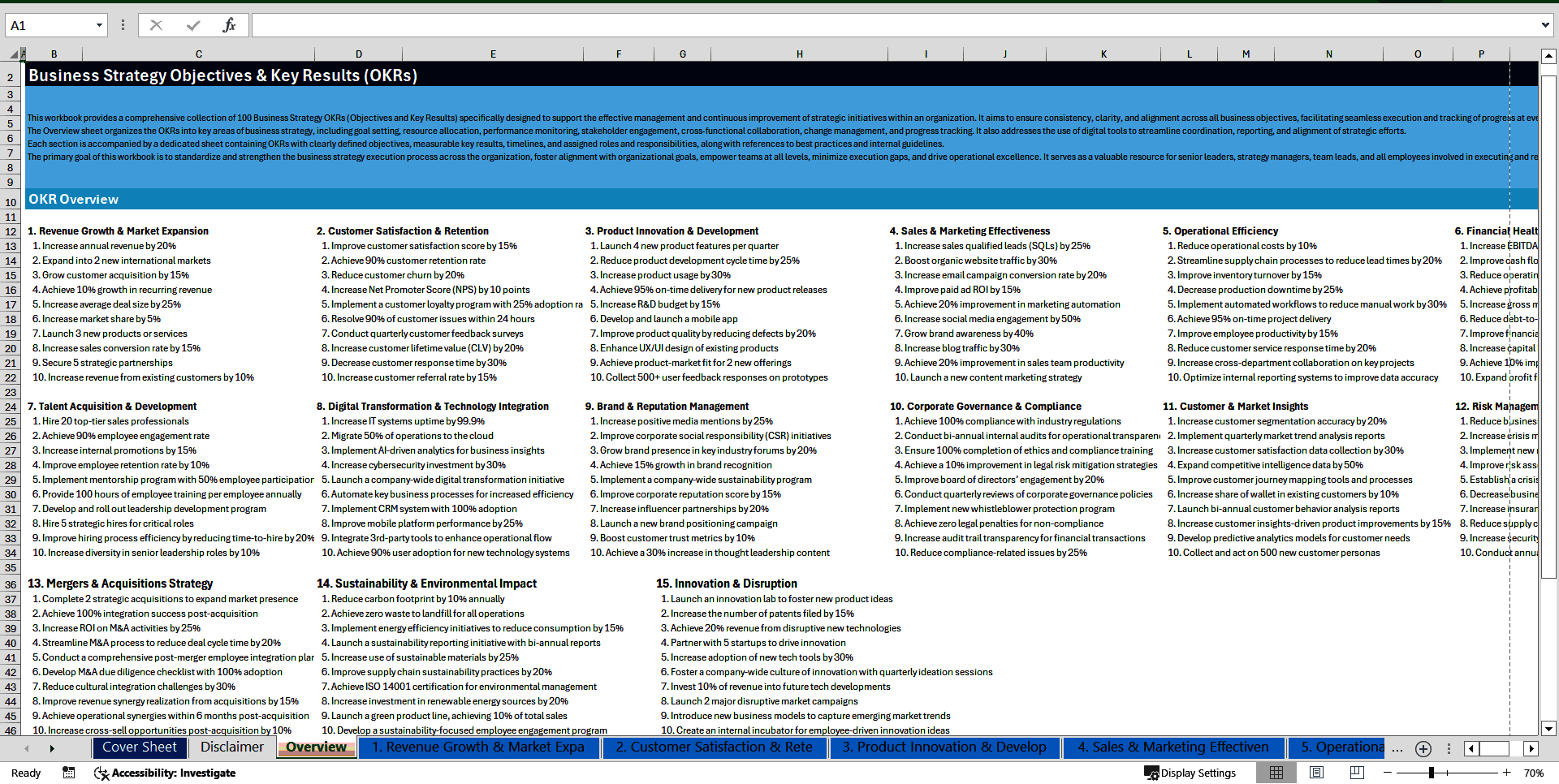 100+ Business Strategy OKRs (Excel template (XLSX)) Preview Image