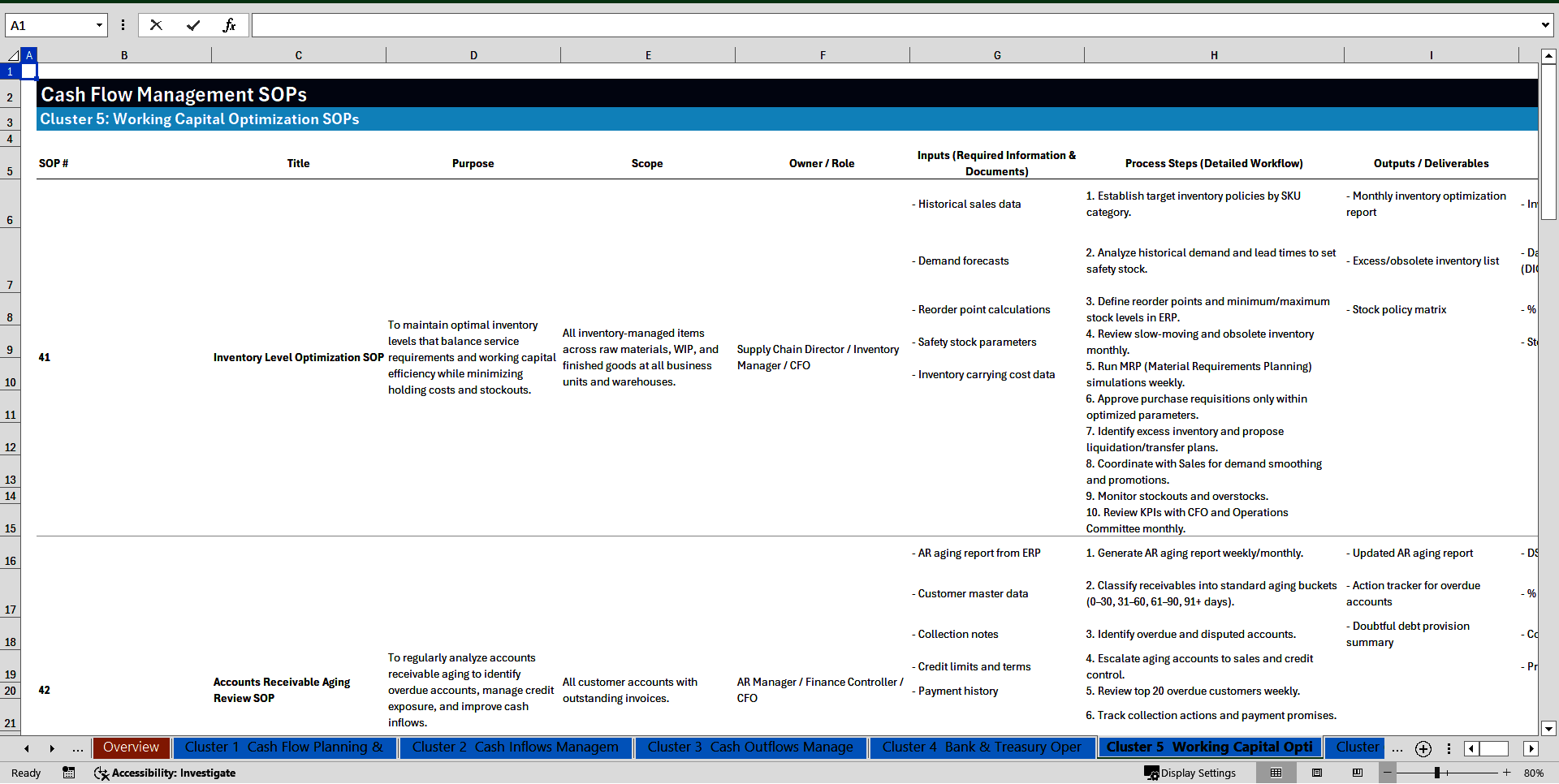 100+ Cash Flow Management SOPs (Excel template (XLSX)) Preview Image