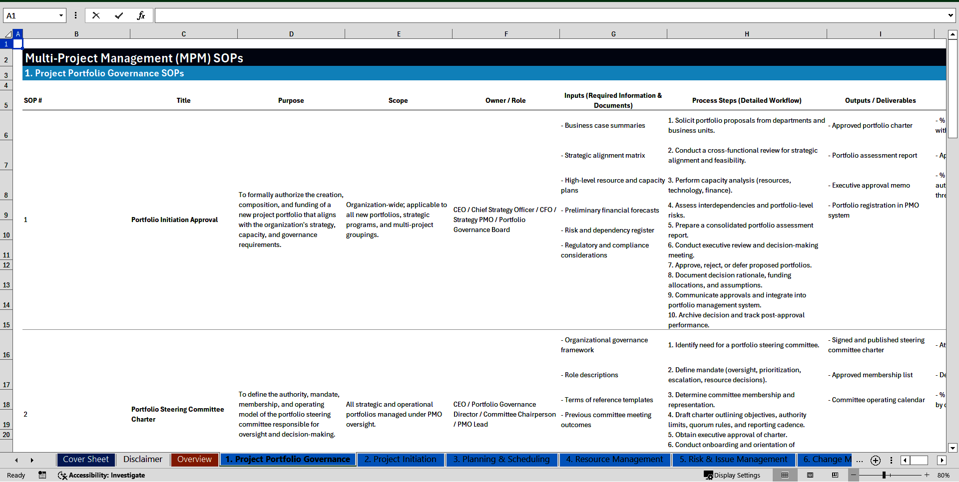 100+ Multi-Project Management (MPM) SOPs (Excel template (XLSX)) Preview Image