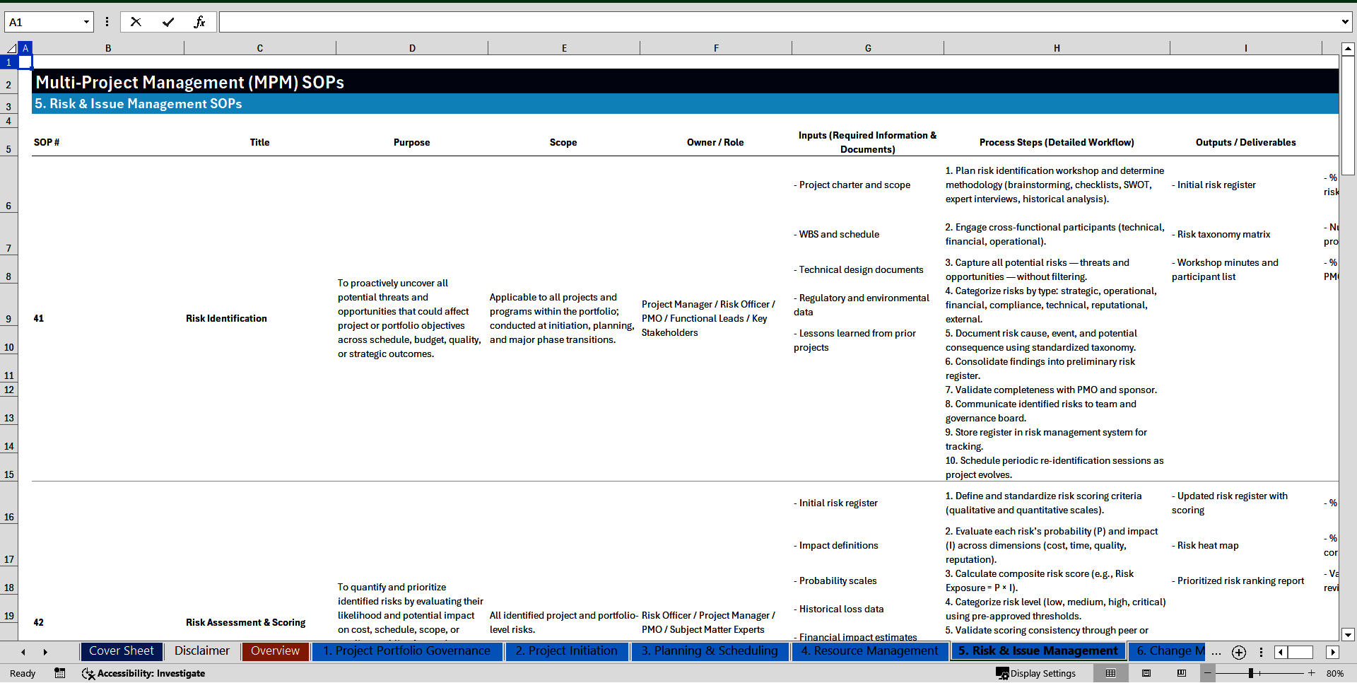 100+ Multi-Project Management (MPM) SOPs (Excel template (XLSX)) Preview Image