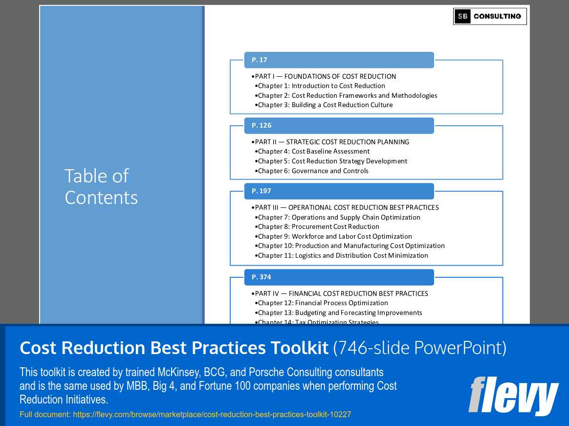 Cost Reduction Best Practices Toolkit (746-slide PPT PowerPoint presentation slide deck (PPTX)) Preview Image