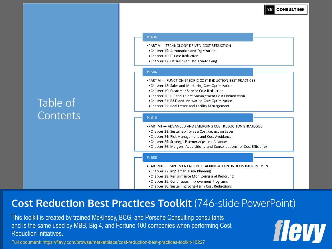 Cost Reduction Best Practices Toolkit (746-slide PPT PowerPoint presentation slide deck (PPTX)) Preview Image