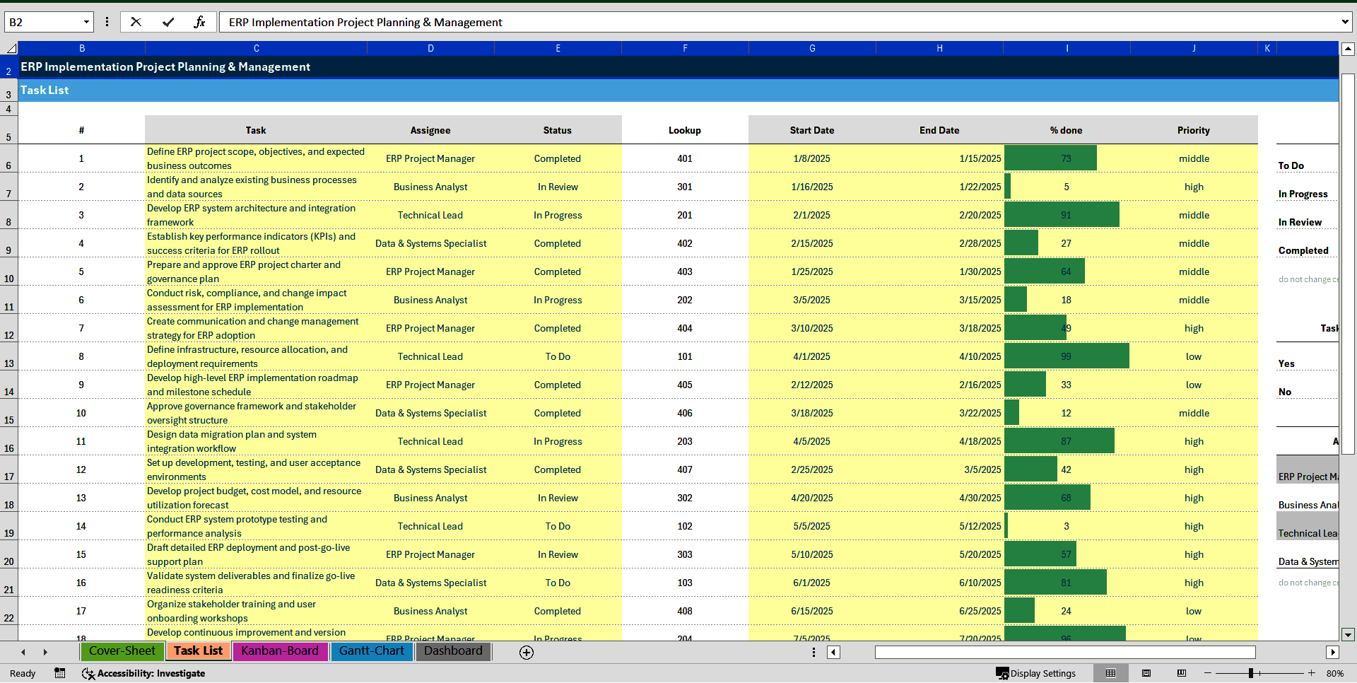 ERP Implementation Project Planning & Management Toolkit (Excel template (XLSX)) Preview Image