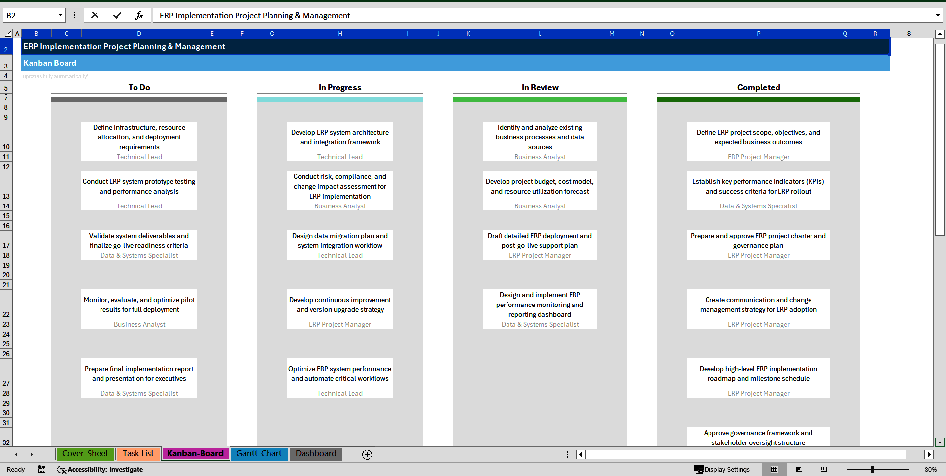 ERP Implementation Project Planning & Management Toolkit (Excel template (XLSX)) Preview Image