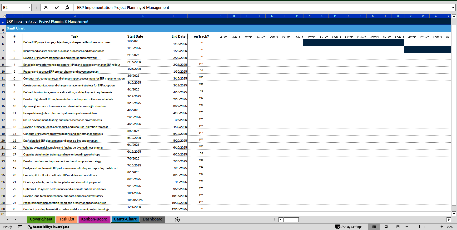 ERP Implementation Project Planning & Management Toolkit (Excel template (XLSX)) Preview Image