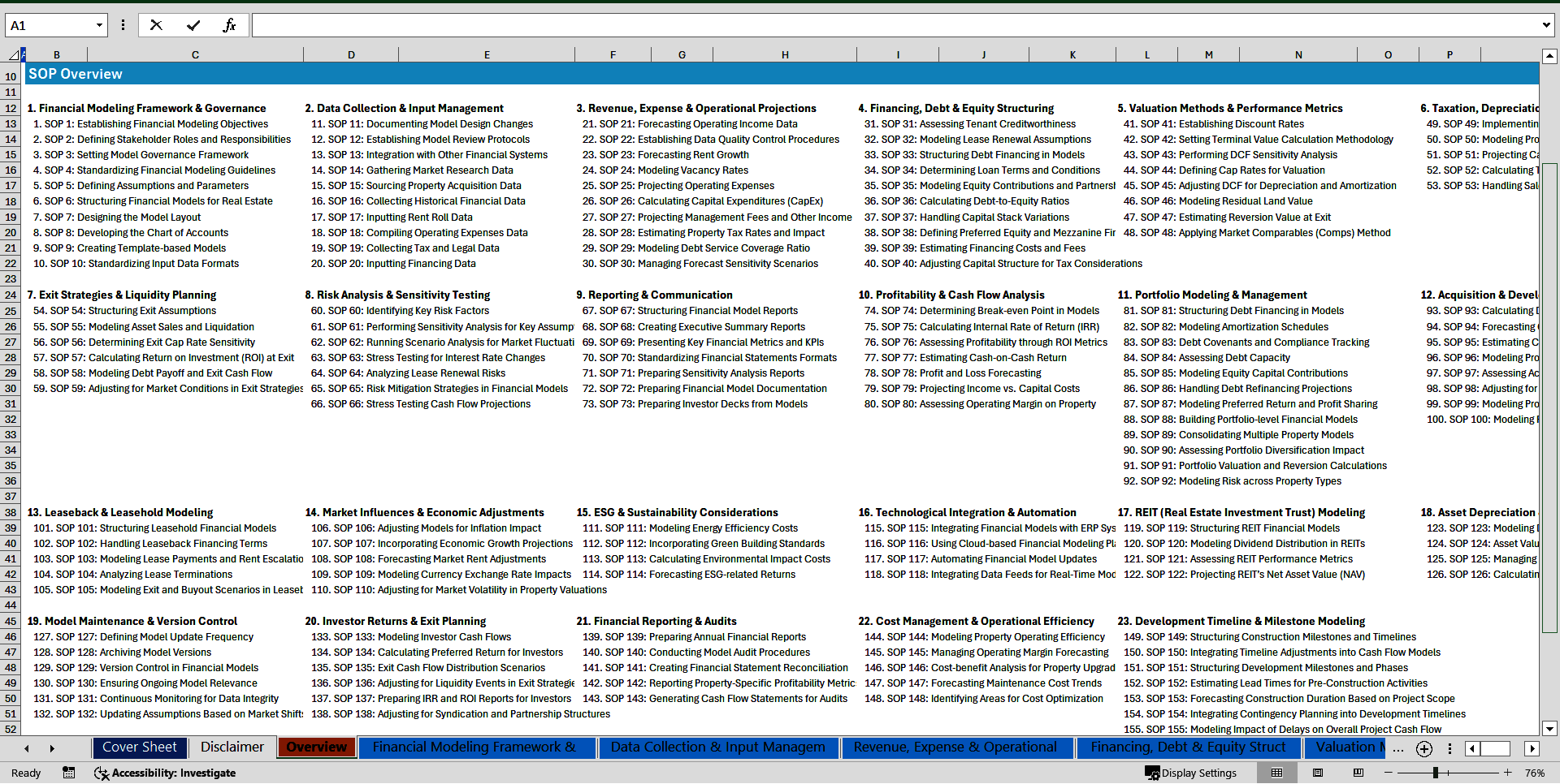 100+ Real Estate Financial Modeling SOPs (Excel template (XLSX)) Preview Image