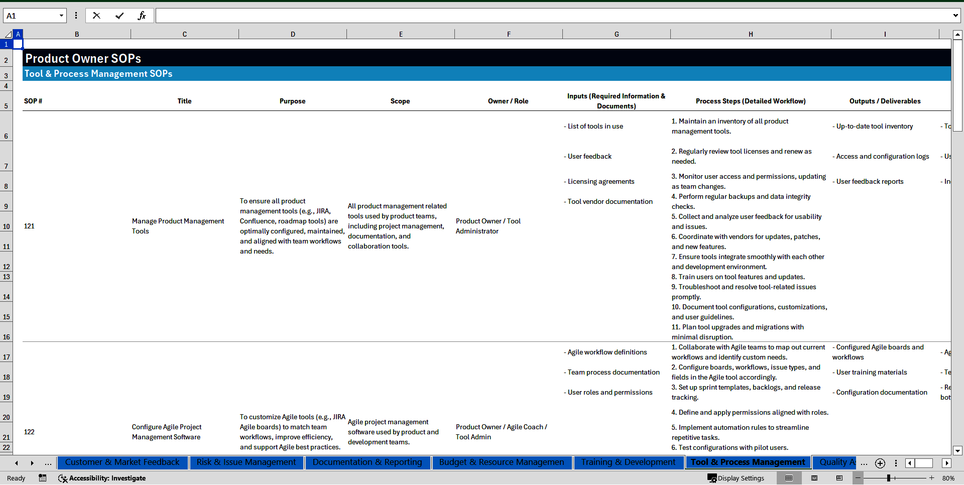 100+ Product Owner SOPs (Excel template (XLSX)) Preview Image