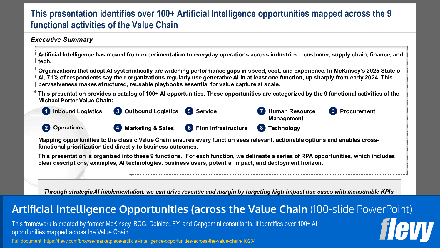 Artificial Intelligence Opportunities (across the Value Chain (100-slide PPT PowerPoint presentation slide deck (PPTX)) Preview Image
