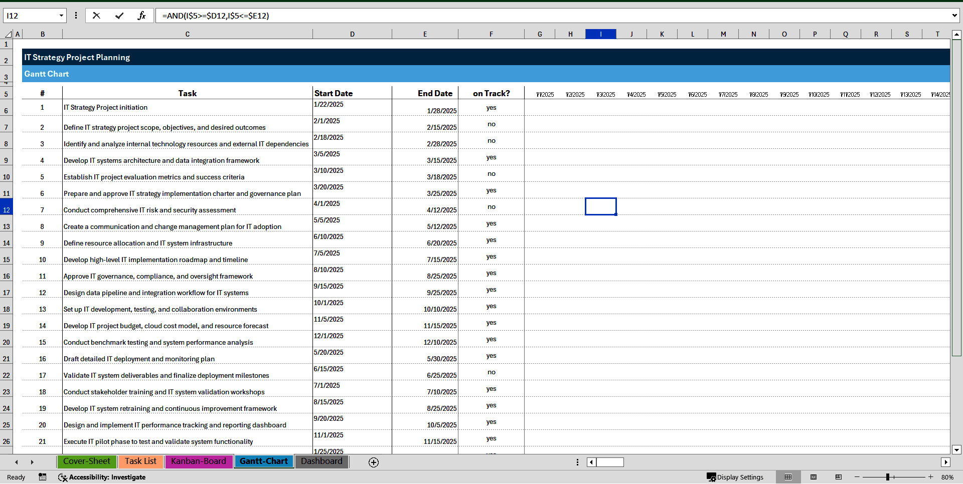 IT Strategy Project Planning & Management Toolkit (Excel template (XLSX)) Preview Image