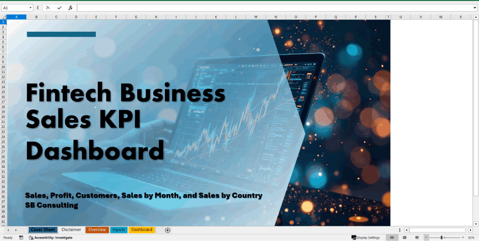 Fintech Business Sales KPI Dashboard (Excel template (XLSX)) Preview Image