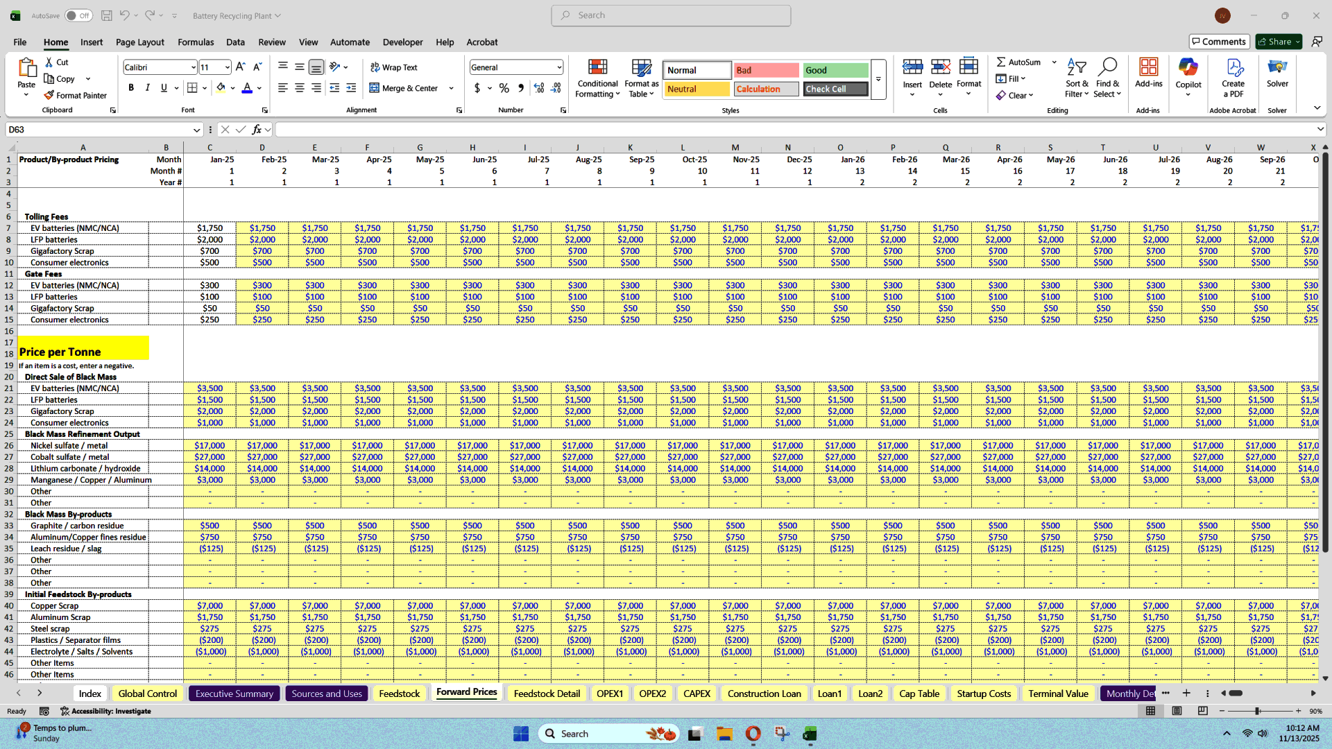Battery Recycling Plant: Startup Financial Feasibility Template (Excel template (XLSX)) Preview Image