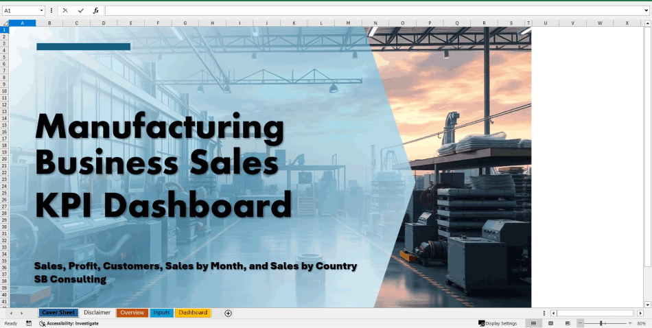 Manufacturing Business Sales KPI Dashboard (Excel template (XLSX)) Preview Image