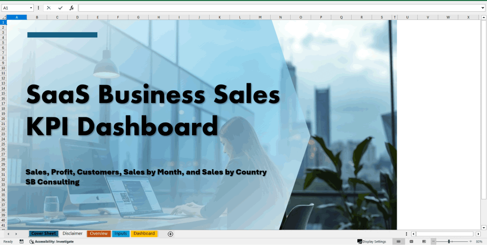 SaaS Business Sales KPI Dashboard (Excel template (XLSX)) Preview Image