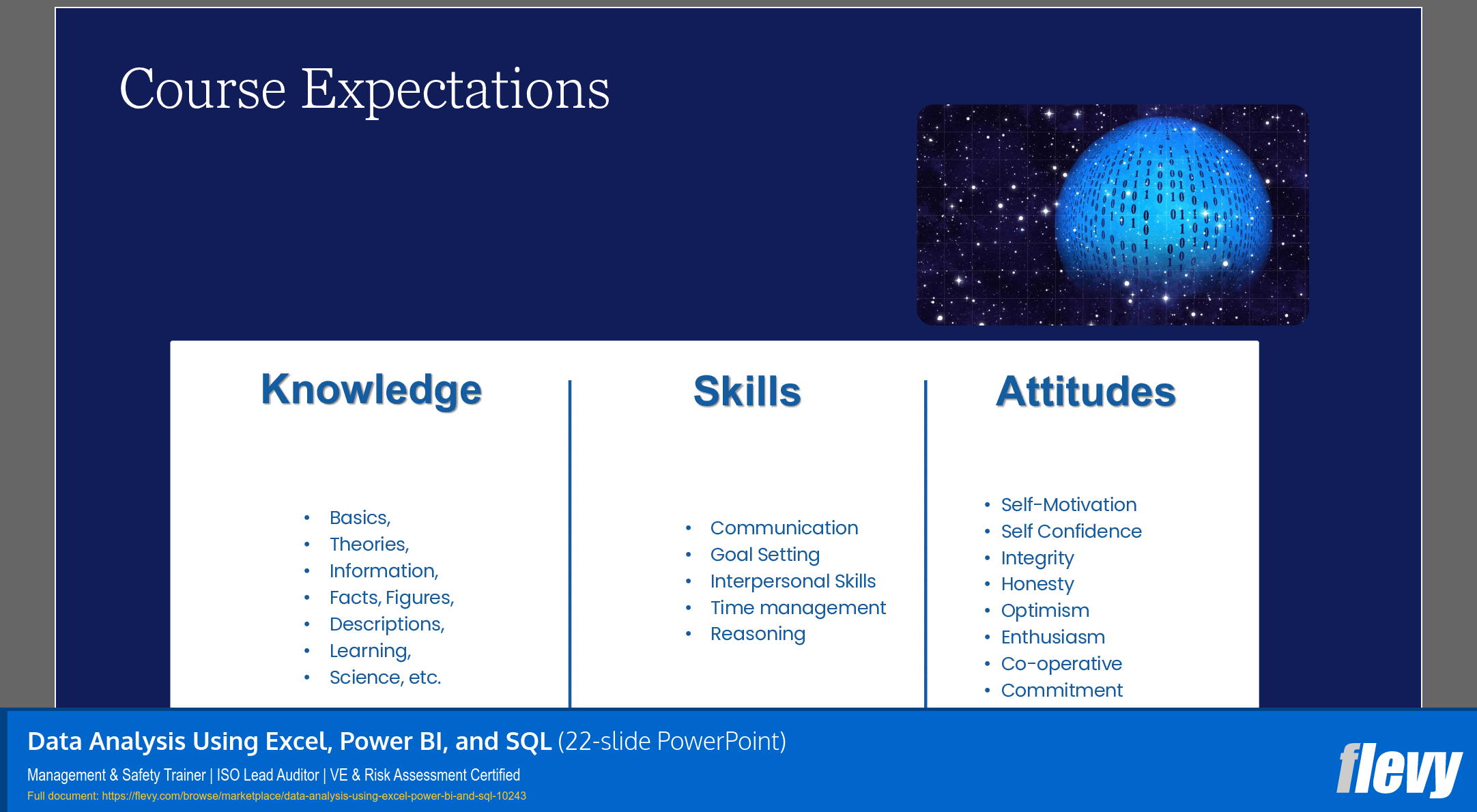 Data Analysis Using Excel, Power BI, and SQL (22-slide PPT PowerPoint presentation slide deck (PPTX)) Preview Image