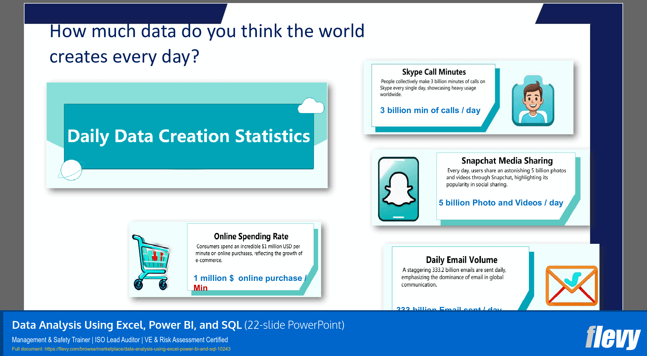 Data Analysis Using Excel, Power BI, and SQL (22-slide PPT PowerPoint presentation slide deck (PPTX)) Preview Image