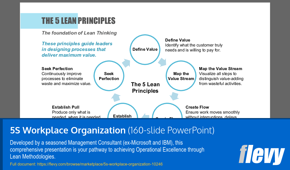 5S Workplace Organization (160-slide PPT PowerPoint presentation slide deck (PPTX)) Preview Image