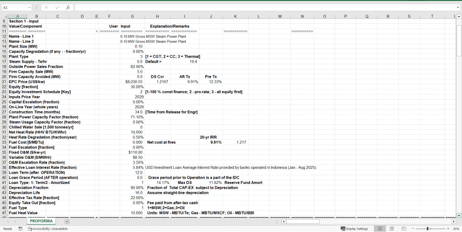 Financial Model for 5 MW Waste to Energy Power Plant (Excel template (XLS)) Preview Image