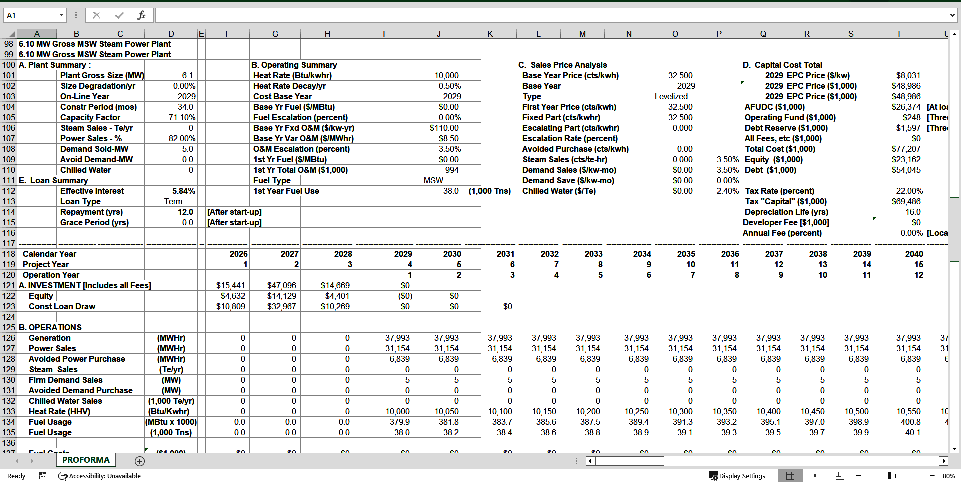 Financial Model for 5 MW Waste to Energy Power Plant (Excel template (XLS)) Preview Image