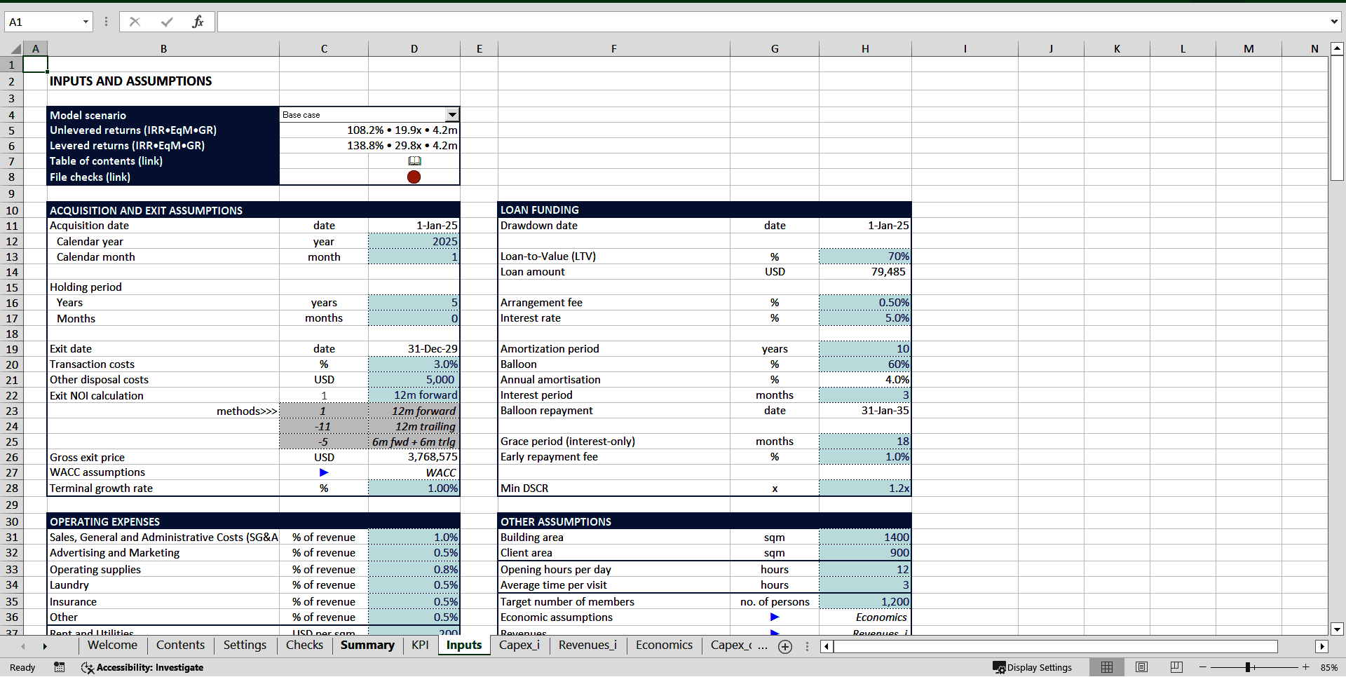 Fitness Center Financial Model (Excel template (XLSX)) Preview Image