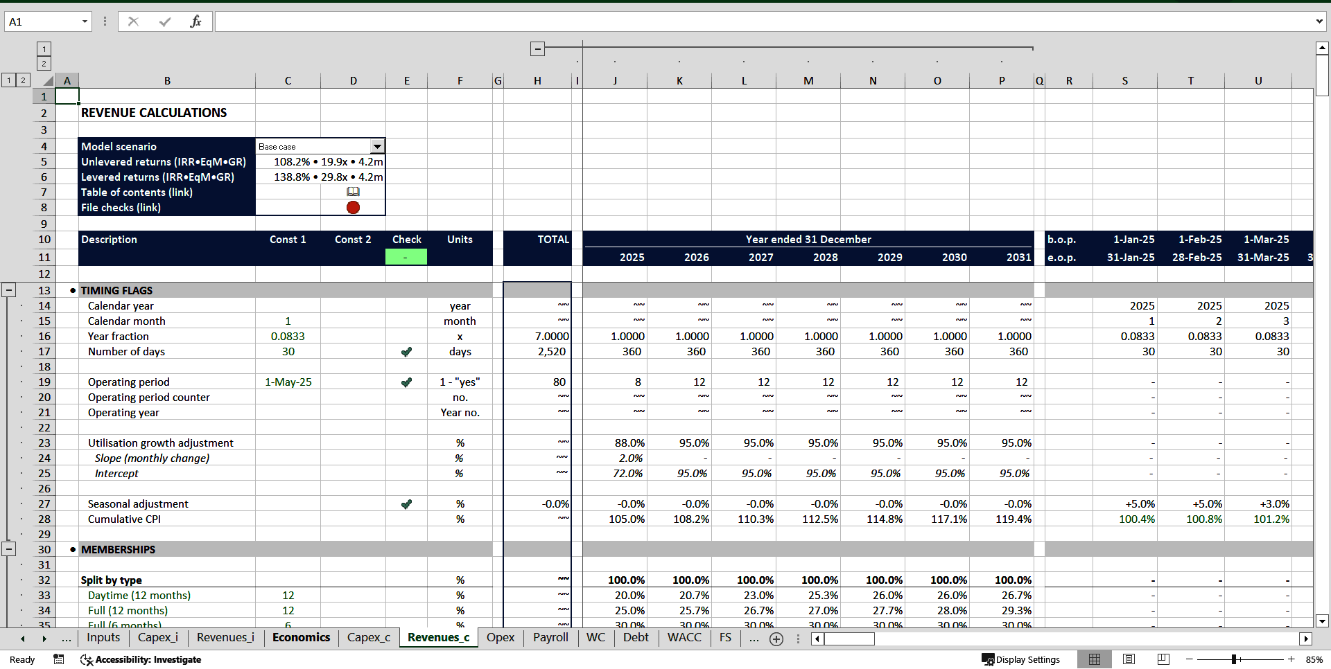 Fitness Center Financial Model (Excel template (XLSX)) Preview Image