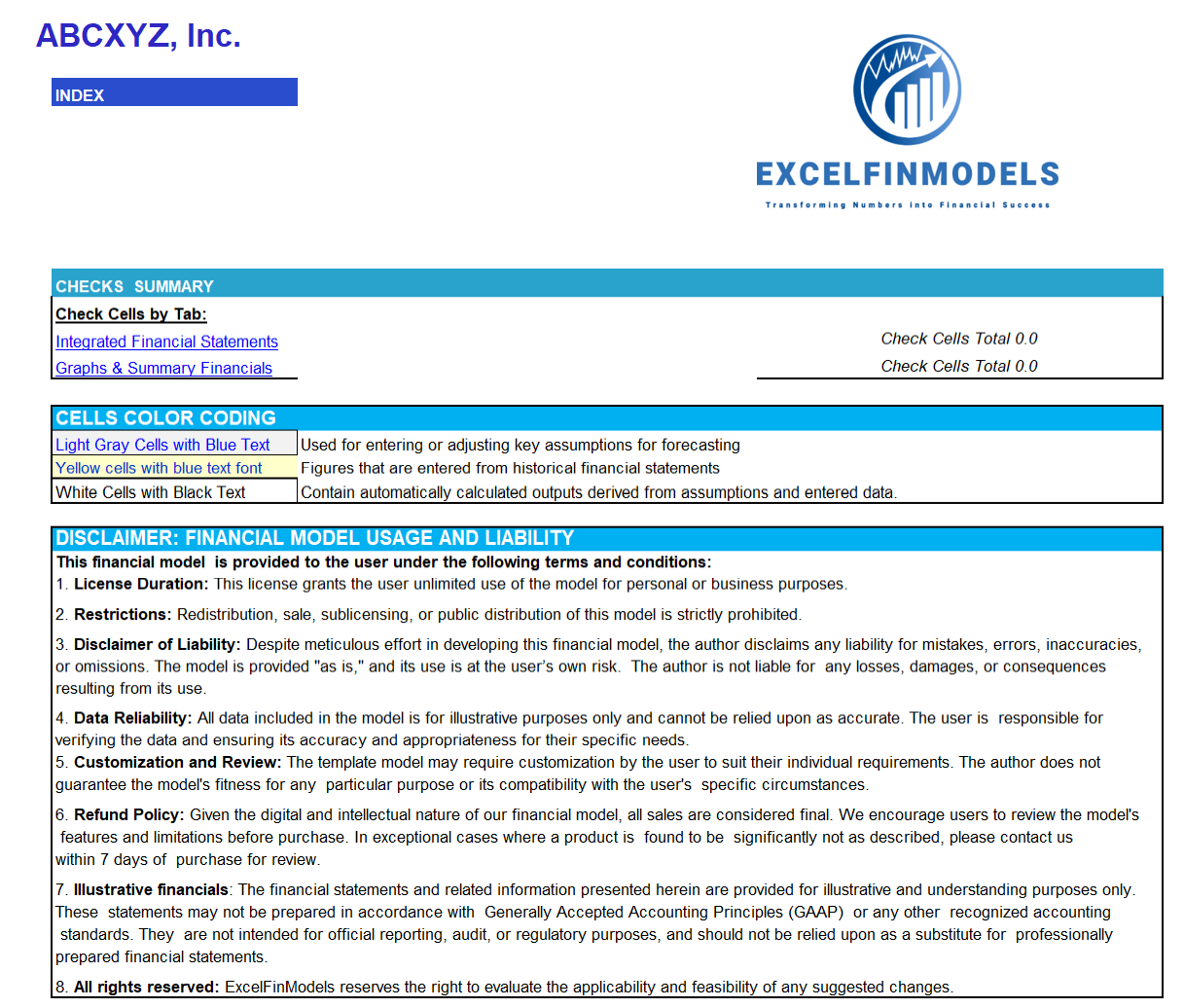 Integrated Financial Statements (Excel template (XLSX)) Preview Image